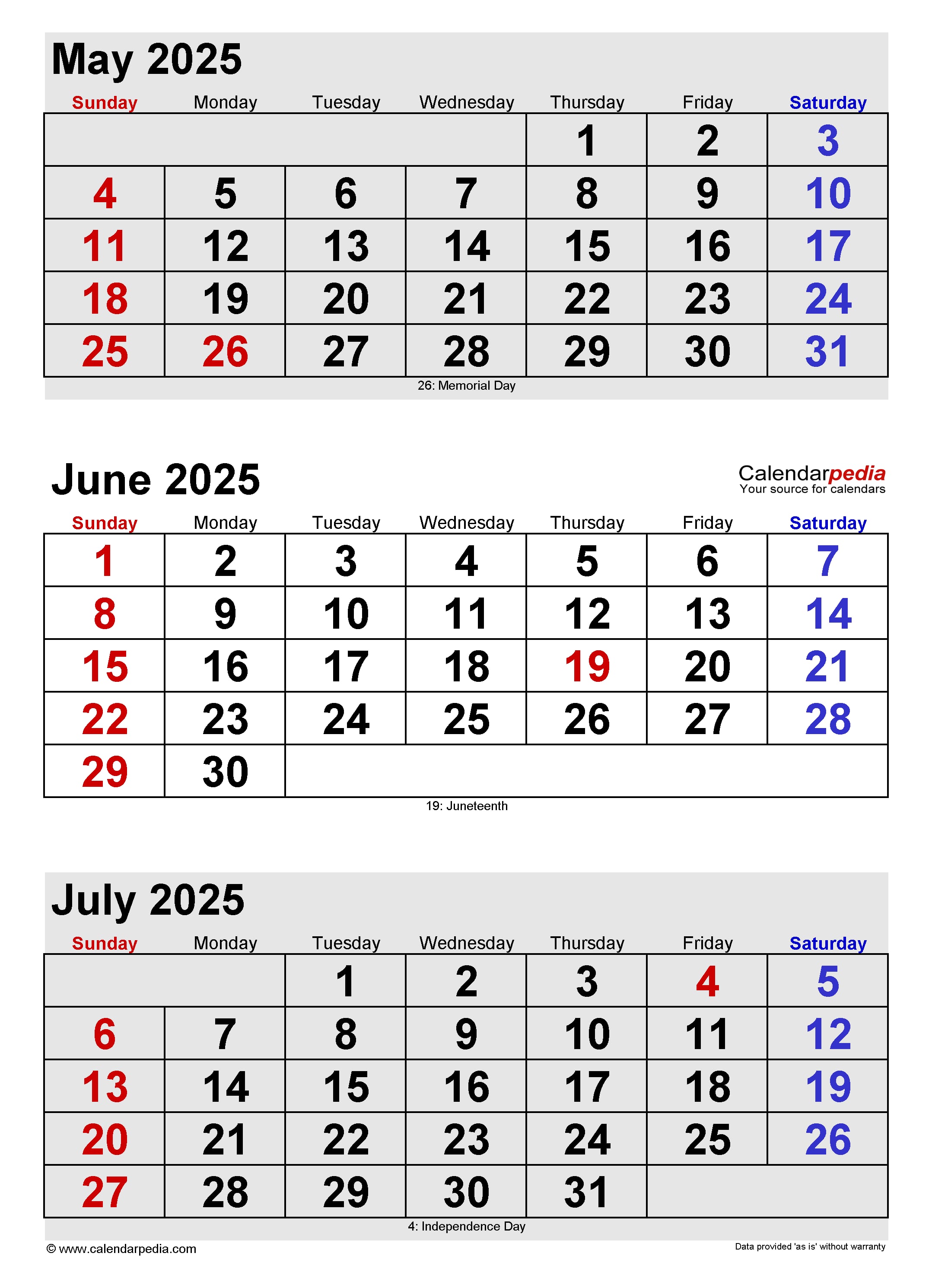 12-Month Calendar July 2025 To June 2026