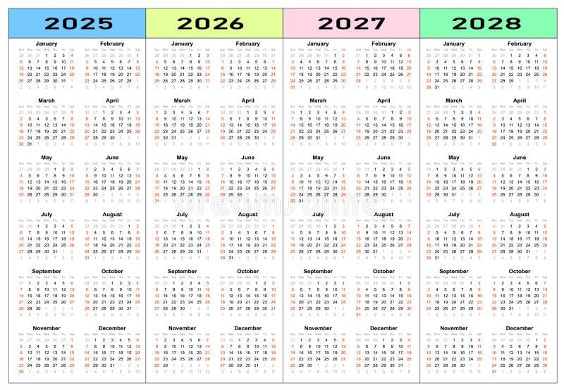 2024 2025 2026 2027 Calendar Years At A Glance