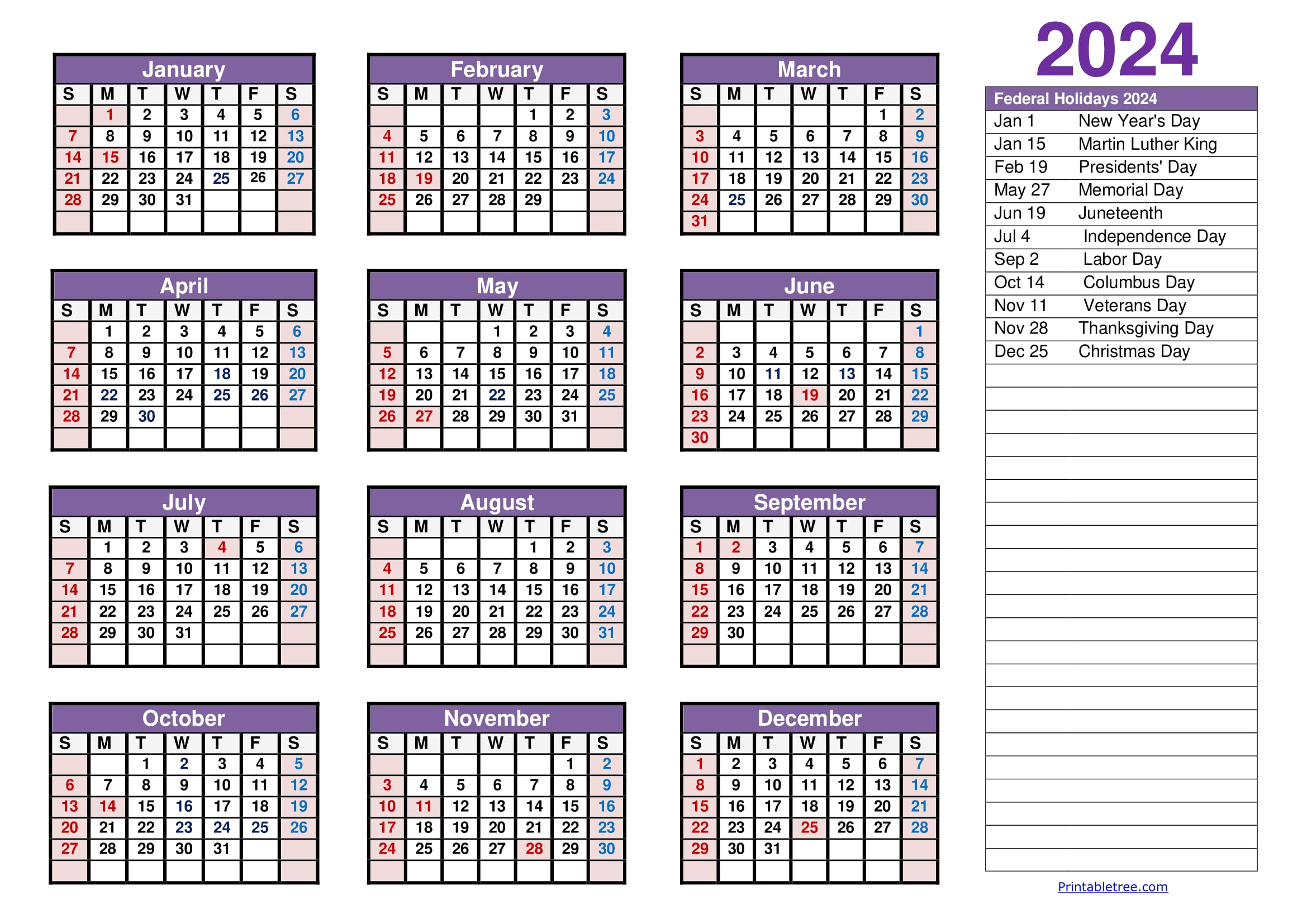 2024-2025 Printable Pdf Calendar Templates Free Download