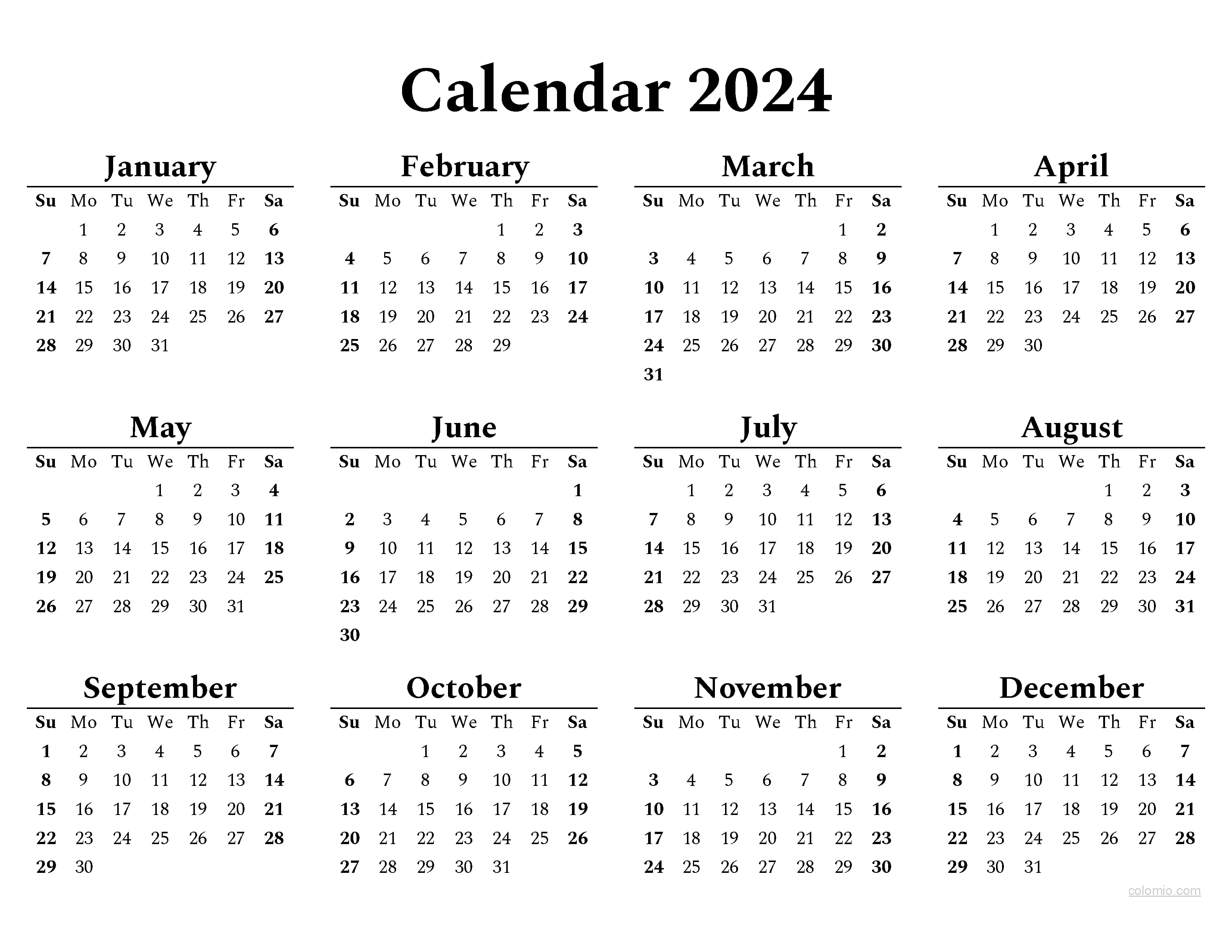 2024 Calendar Overview