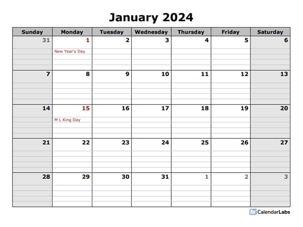 2024 Daily Calendar Template