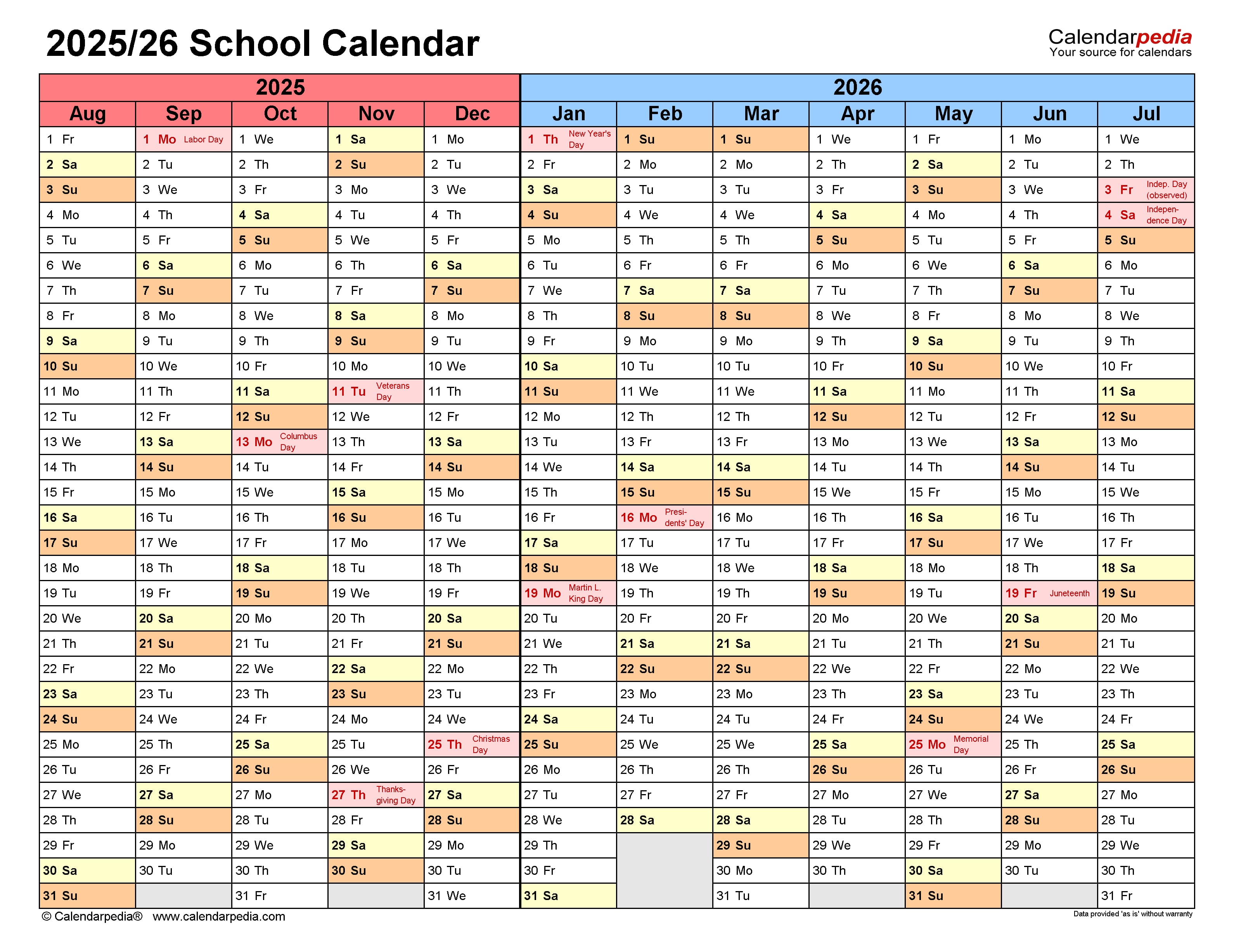 2025-2026 School Calendar Template: Plan Ahead With Ease