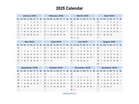 2025 Calendar Pdf Printable Free Download