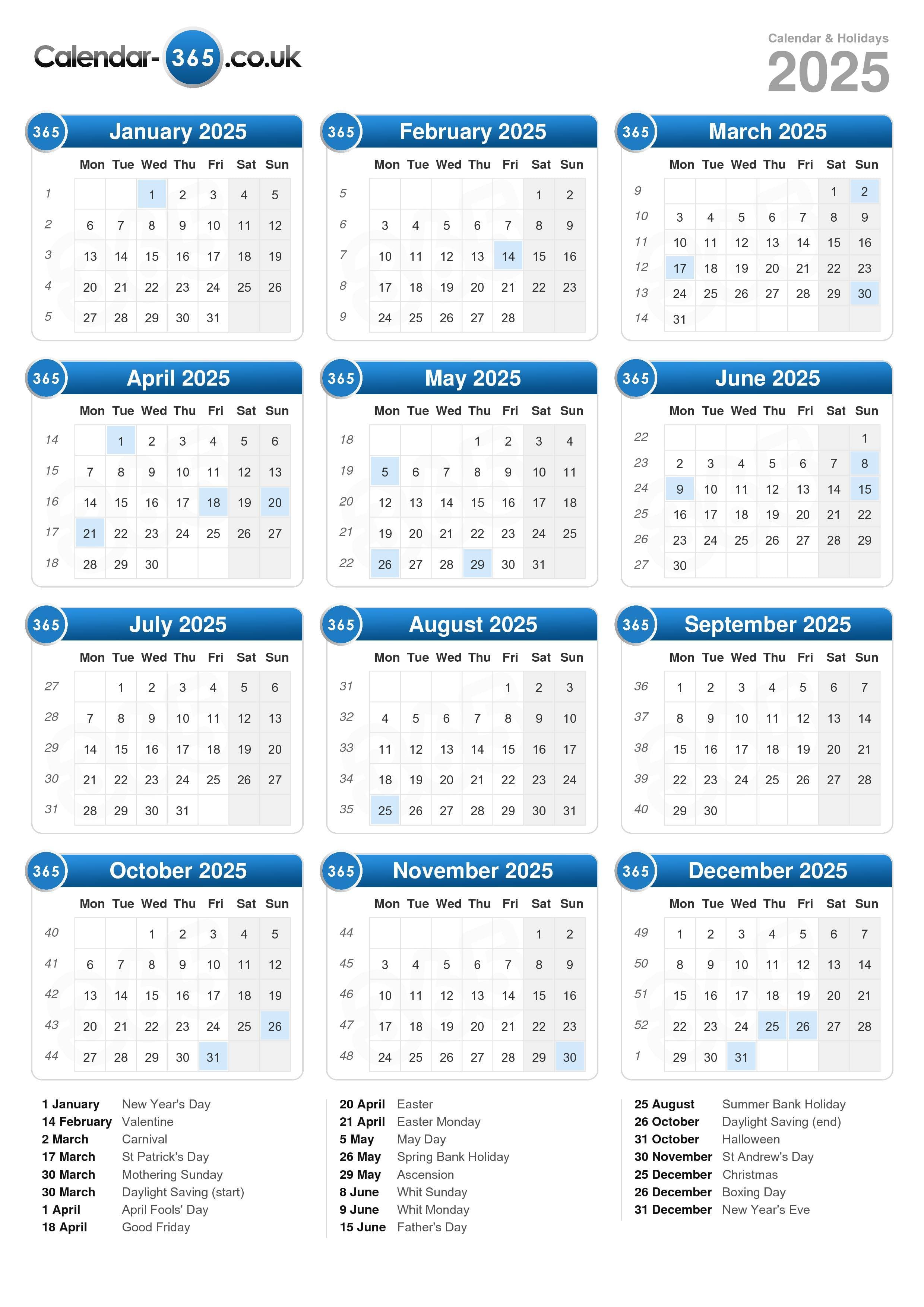 2025 Calendar Printable Portrait Pdf Download