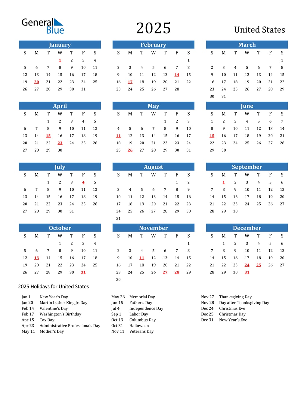 2025 Calendar With Us Government Holidays