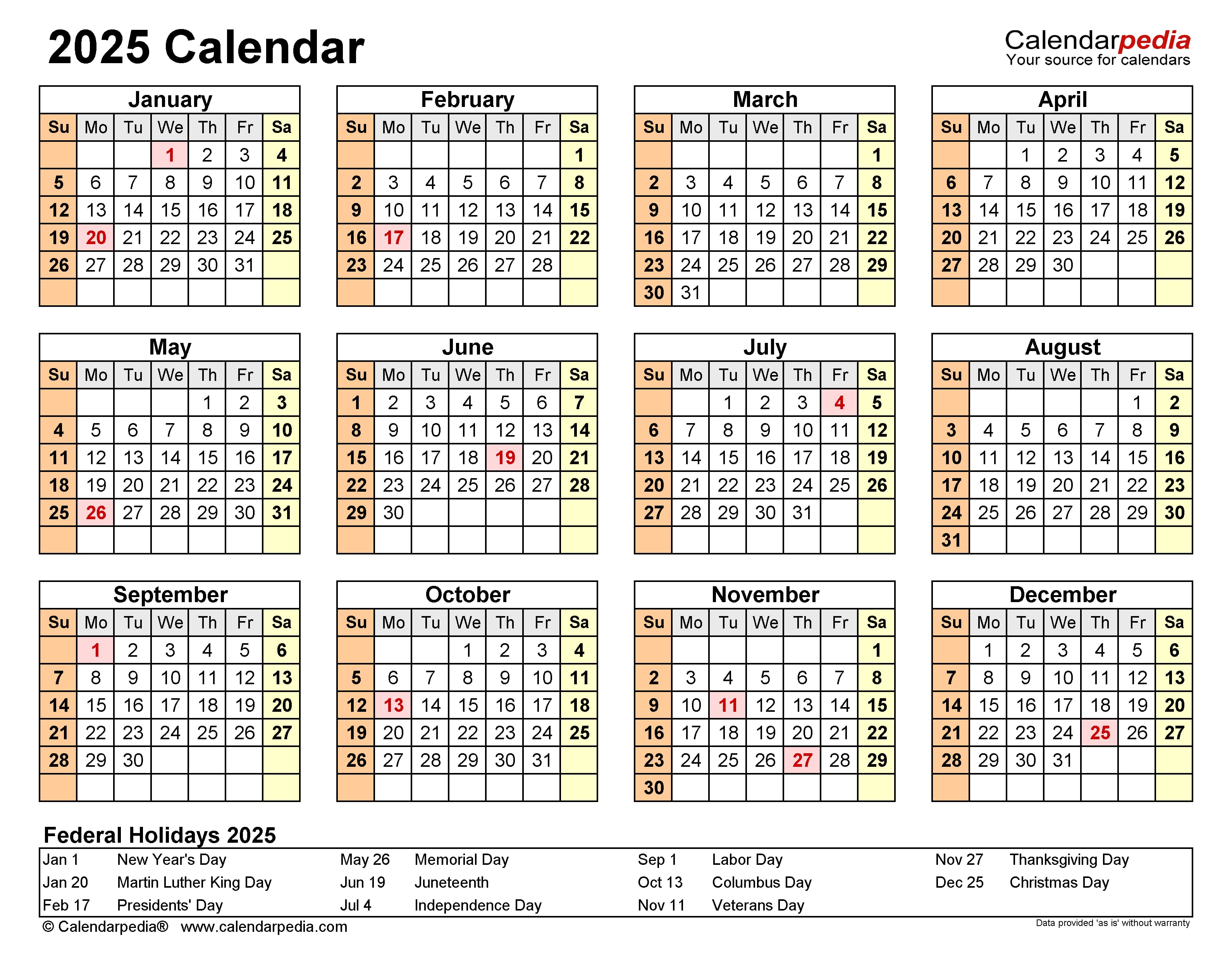 2025 Commercial Calendar Templates Free Download