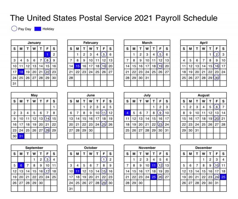 2025 Postal Payday And Holiday Calendar