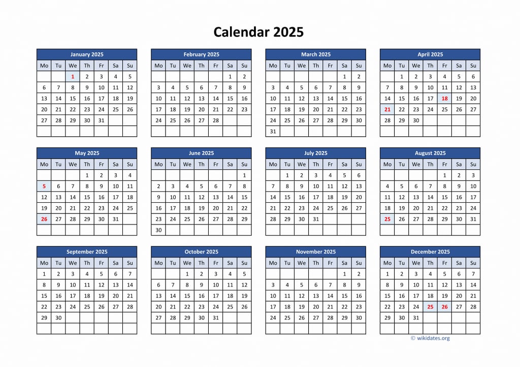 2025 UK Calendar Printable Templates