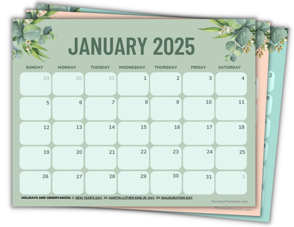 5 Free 2025 Calendar Printables