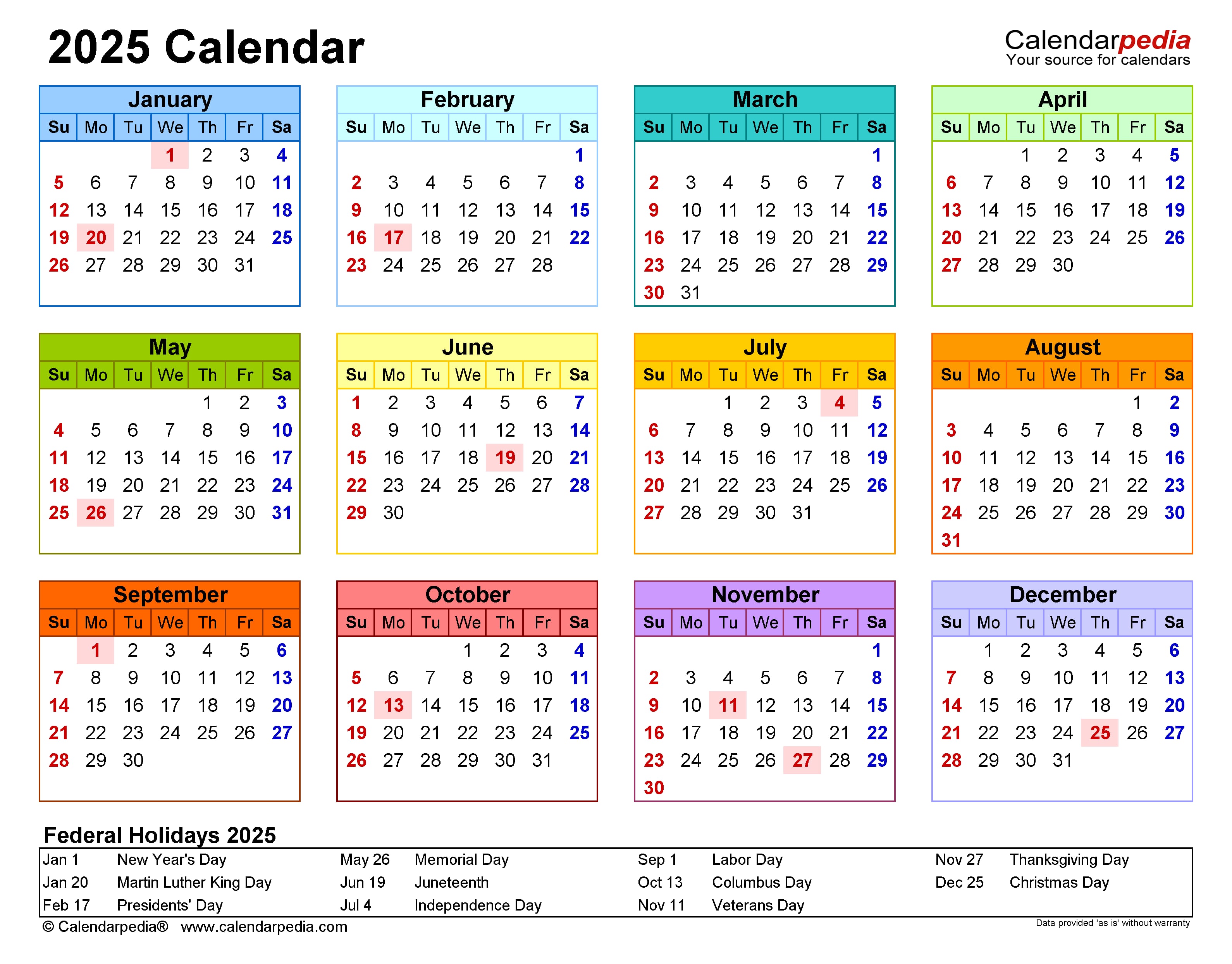 5 Free Calendar 2025 Pdf Templates To Download