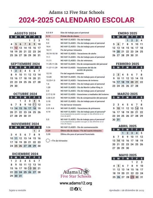 5 Key Dates In Adams 12 2024-2025 Calendar