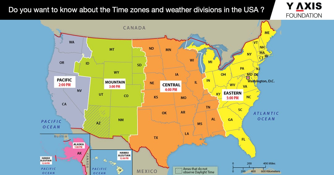 5 Time Zones In America, Including Washington