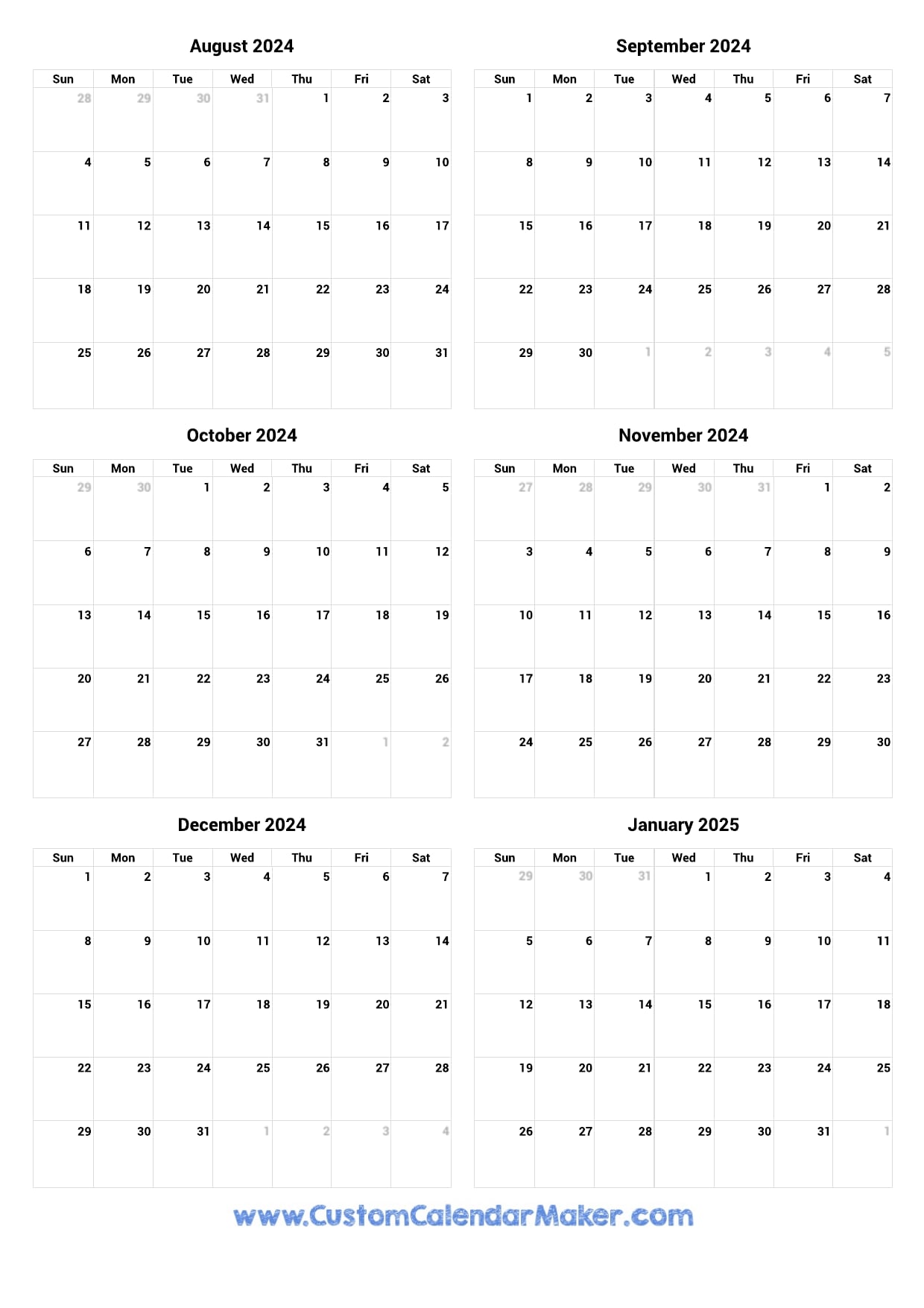 6 Free Monthly Printable Calendars For 2024 And 2025