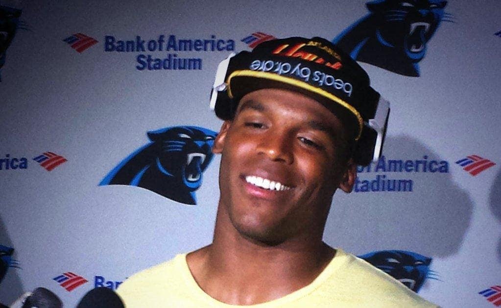 Cam Newton's baseball caps are a staple of his casual style