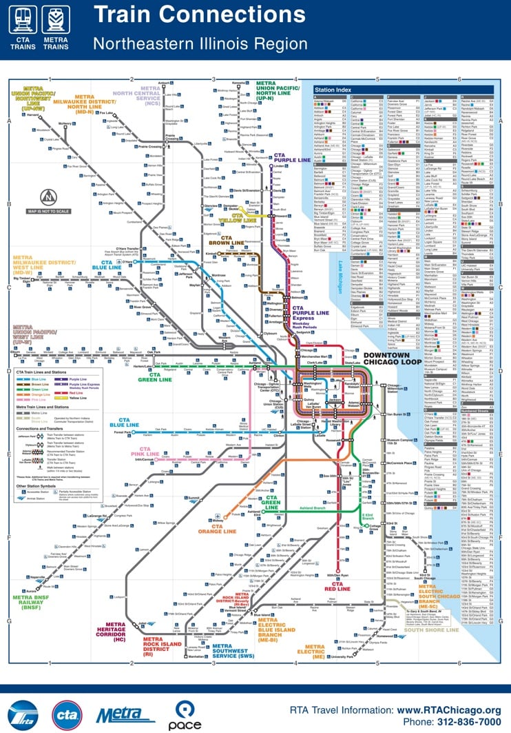 Metra train routes map