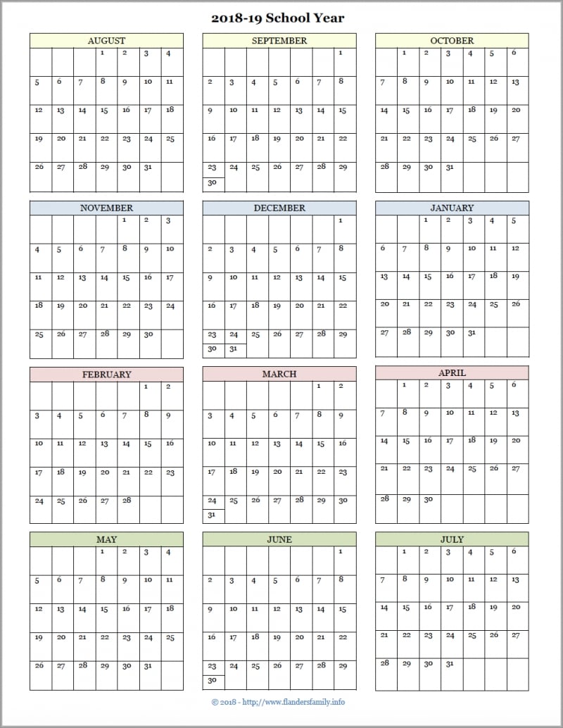 Academic Calendar Printable