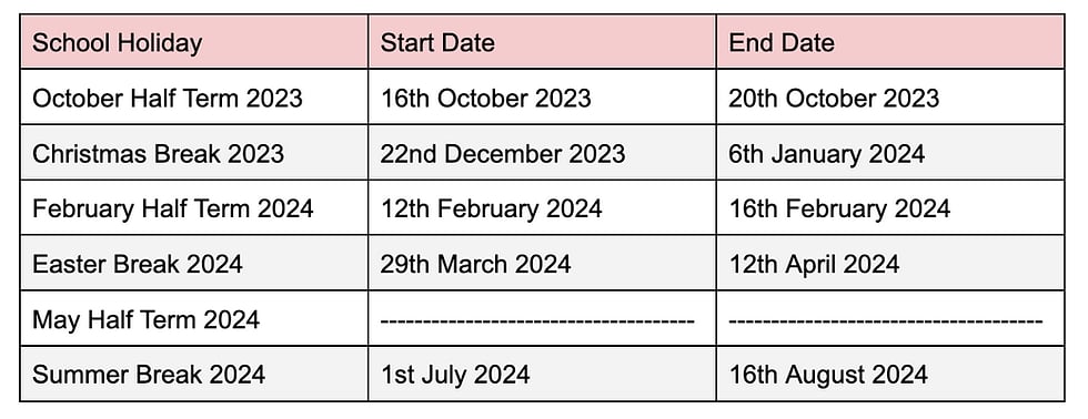 Academic Holidays and Breaks