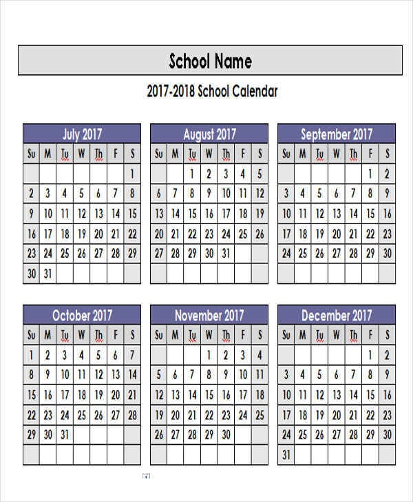 Academic Year Calendar