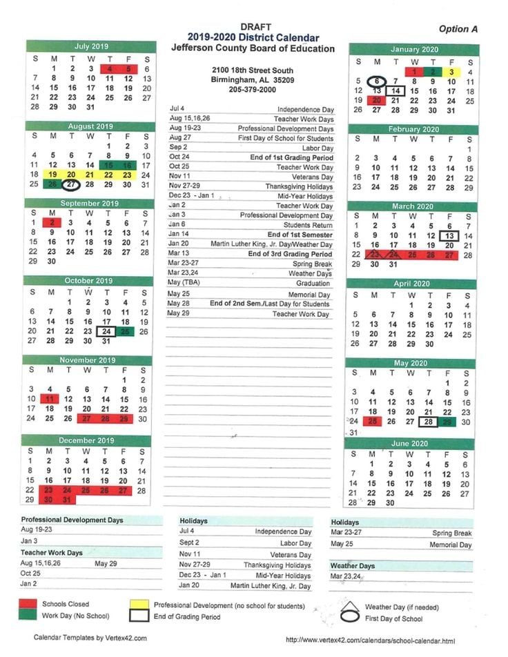 Alabama School Calendar 2024-2025