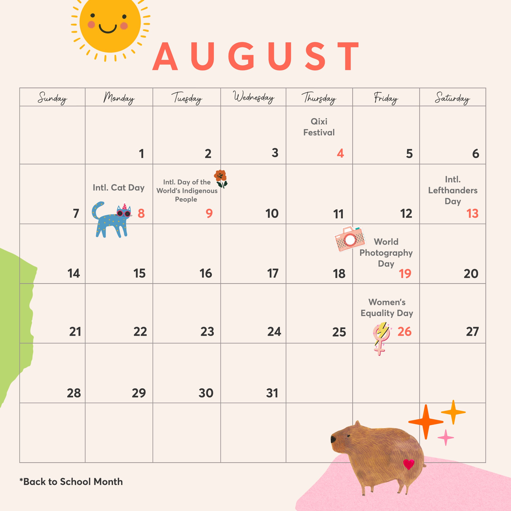 August Holidays