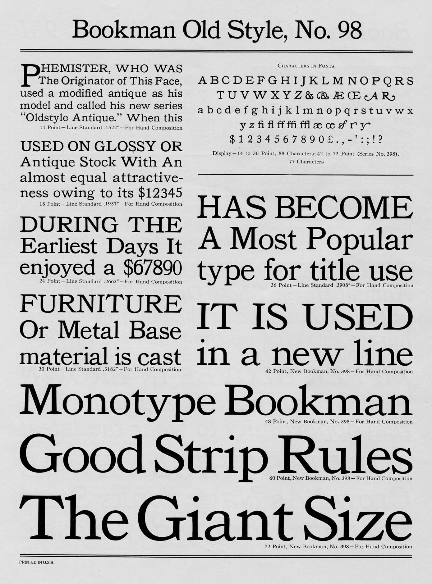 Bookman Old Style headline example