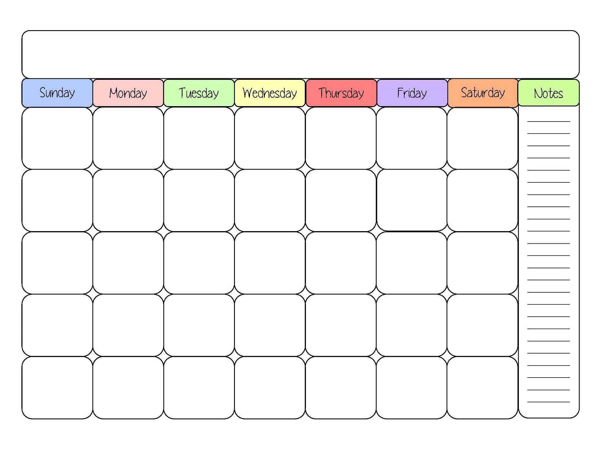 Blank Calendar Template Sample