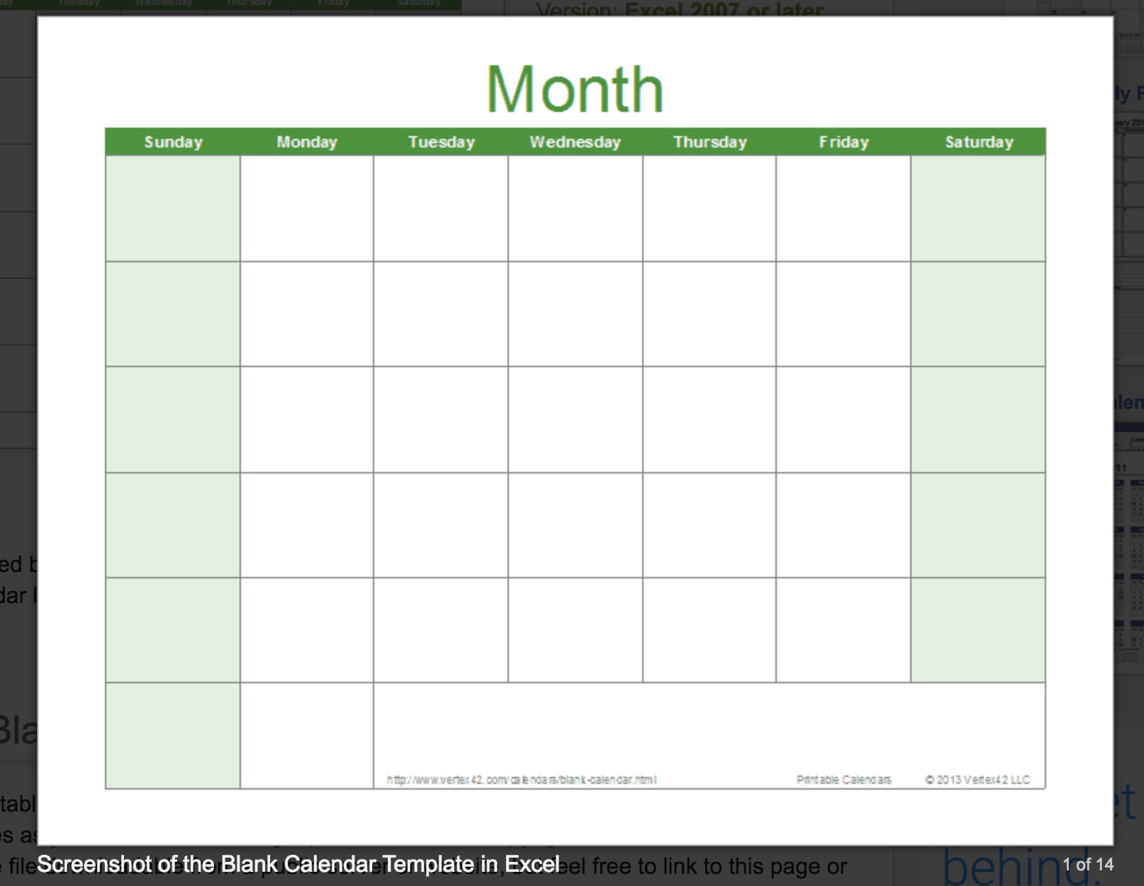 Blank Calendar Template