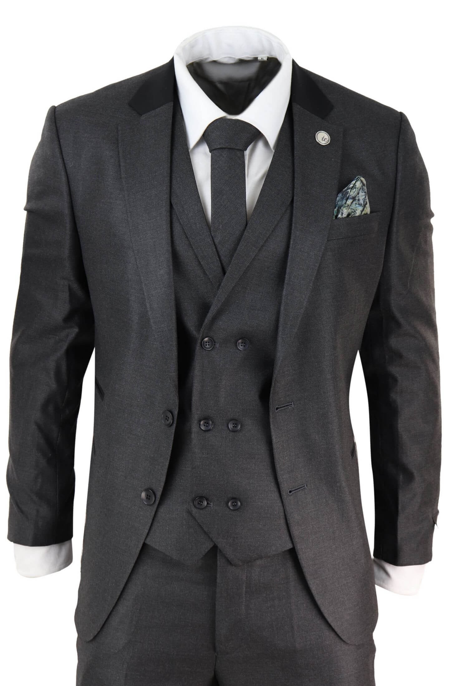 Charcoal Grey Suit and Patterned Tie