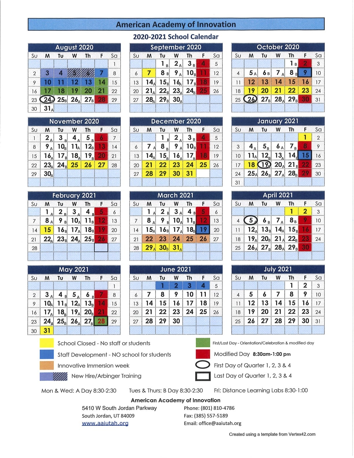 Clarkson University Academic Calendar 2024-2025