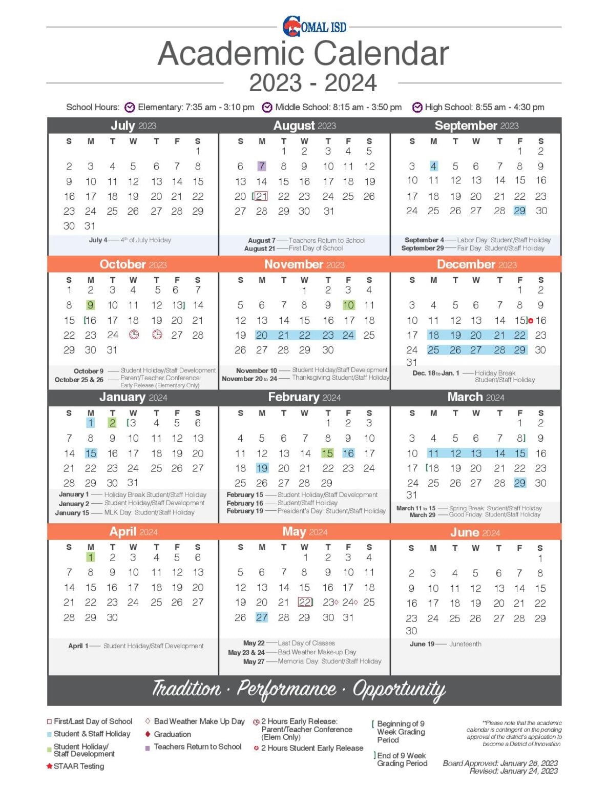 Comal ISD Calendar