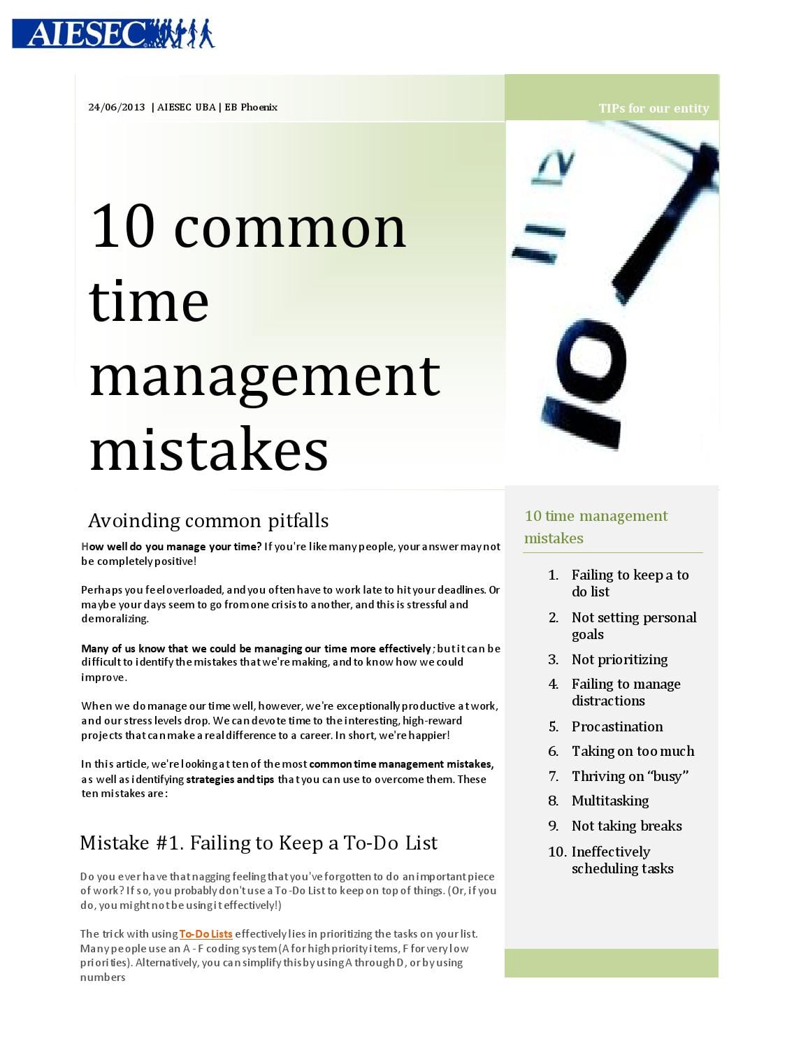 Common Time Management Mistakes