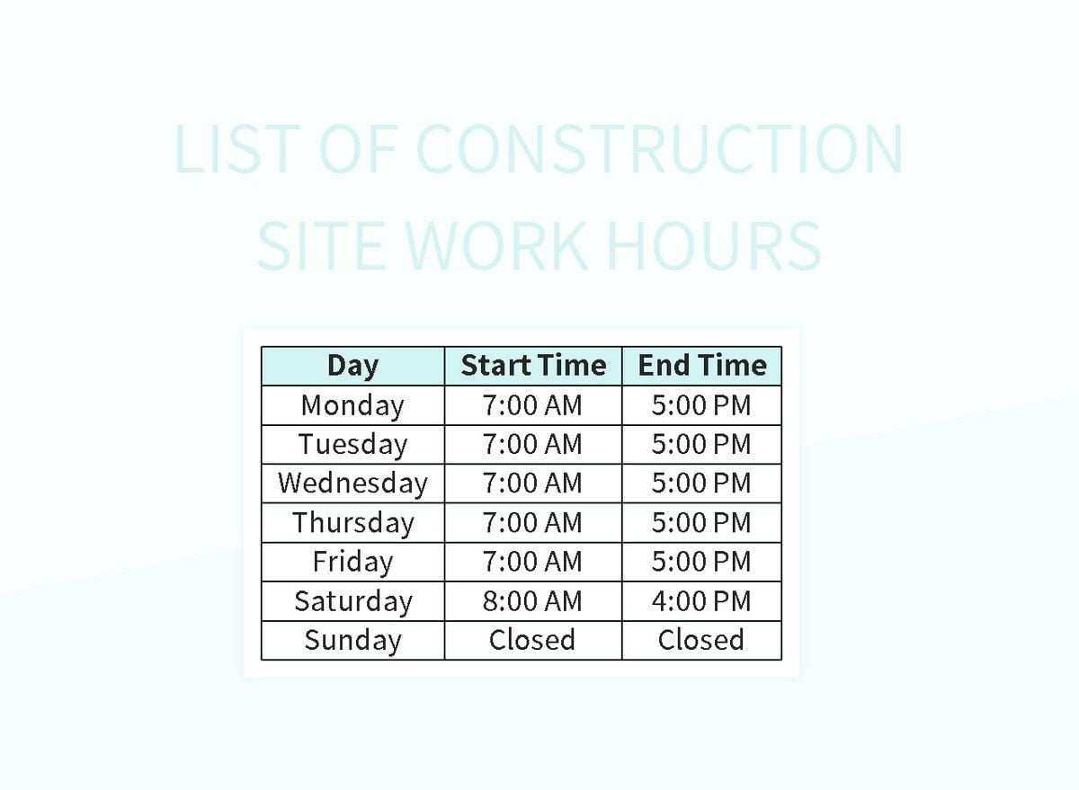 Construction hours in Playa Vista