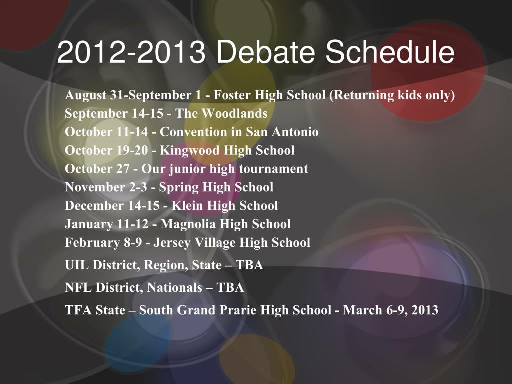 Debate Schedule