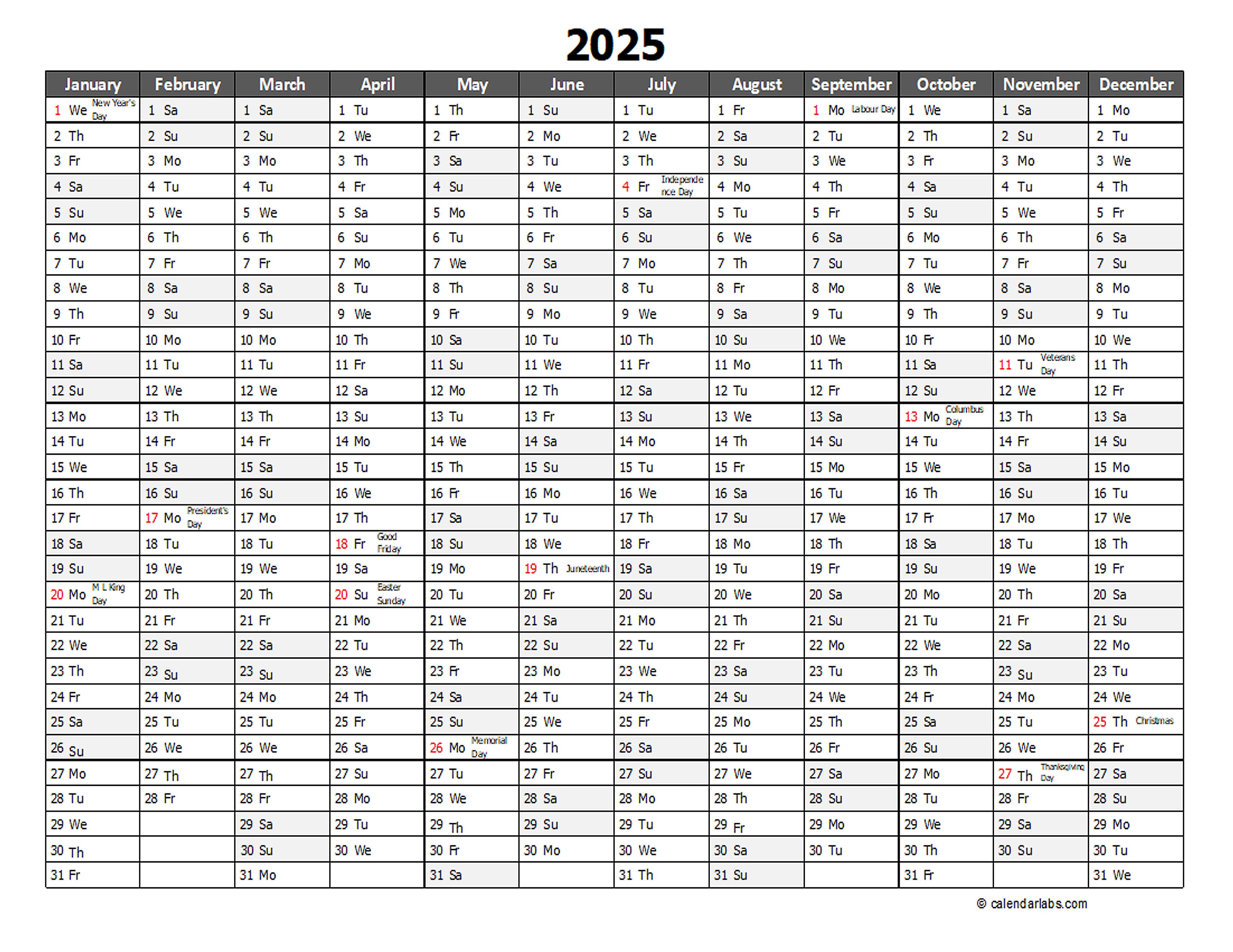 Download Your Free Annual Calendar 2025 Excel Template Today