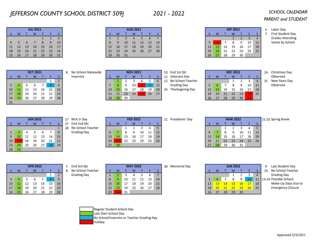 Family School Calendar