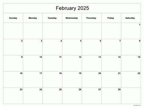 February 2025 Calendar Template And Printable Schedule