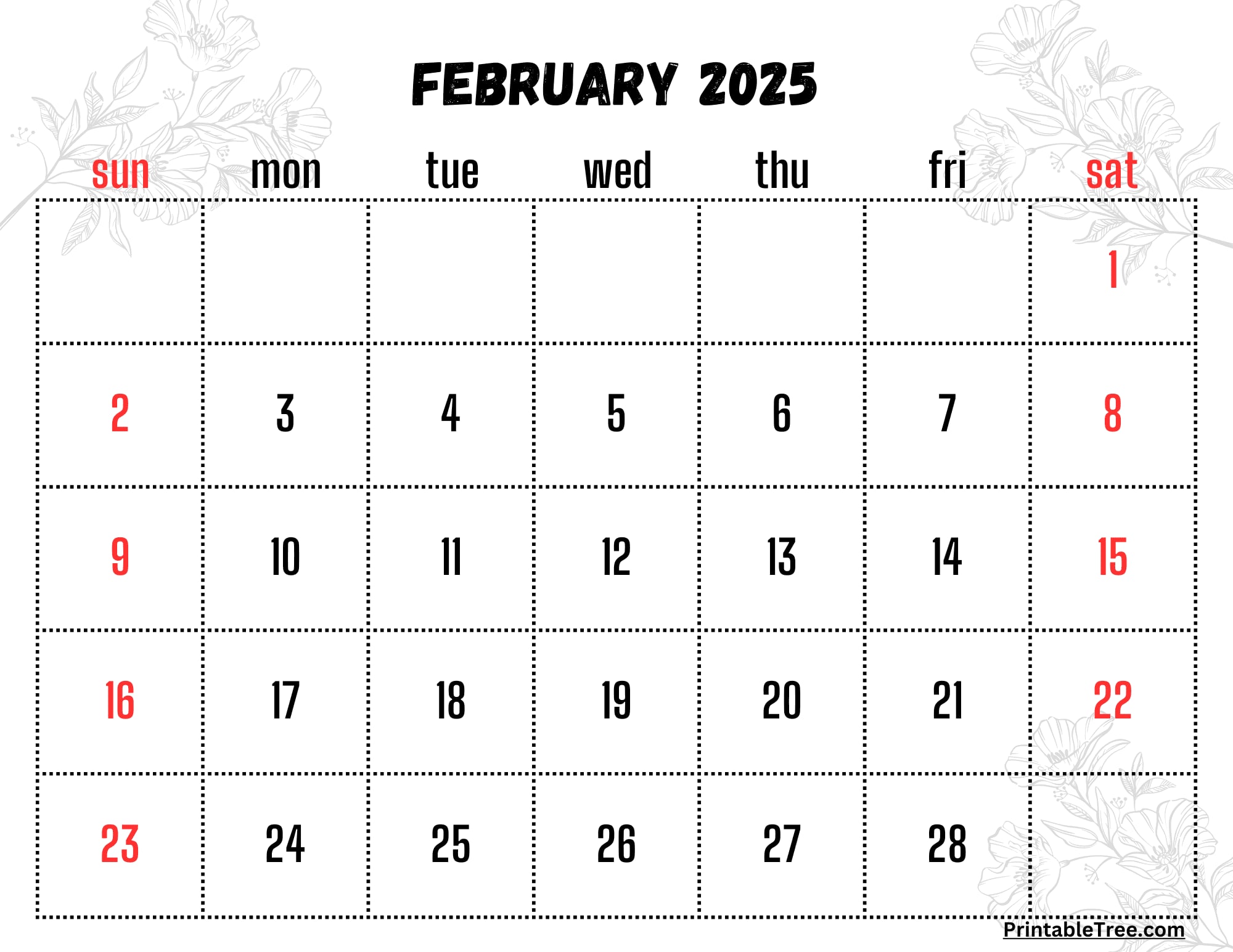 February 2025 Printable Calendar Template Download