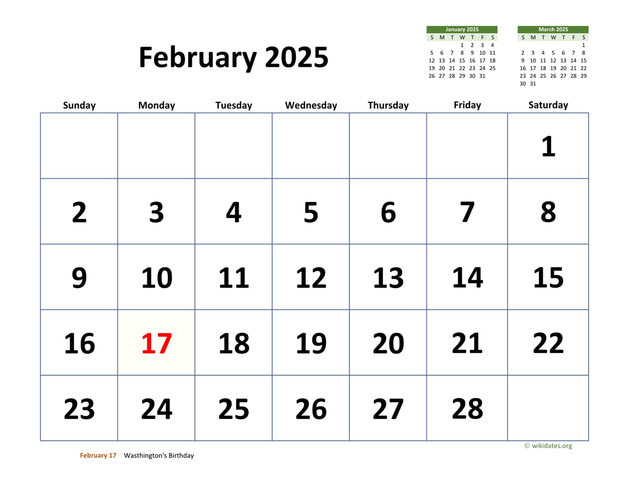 February To April 2025 Calendar Dates