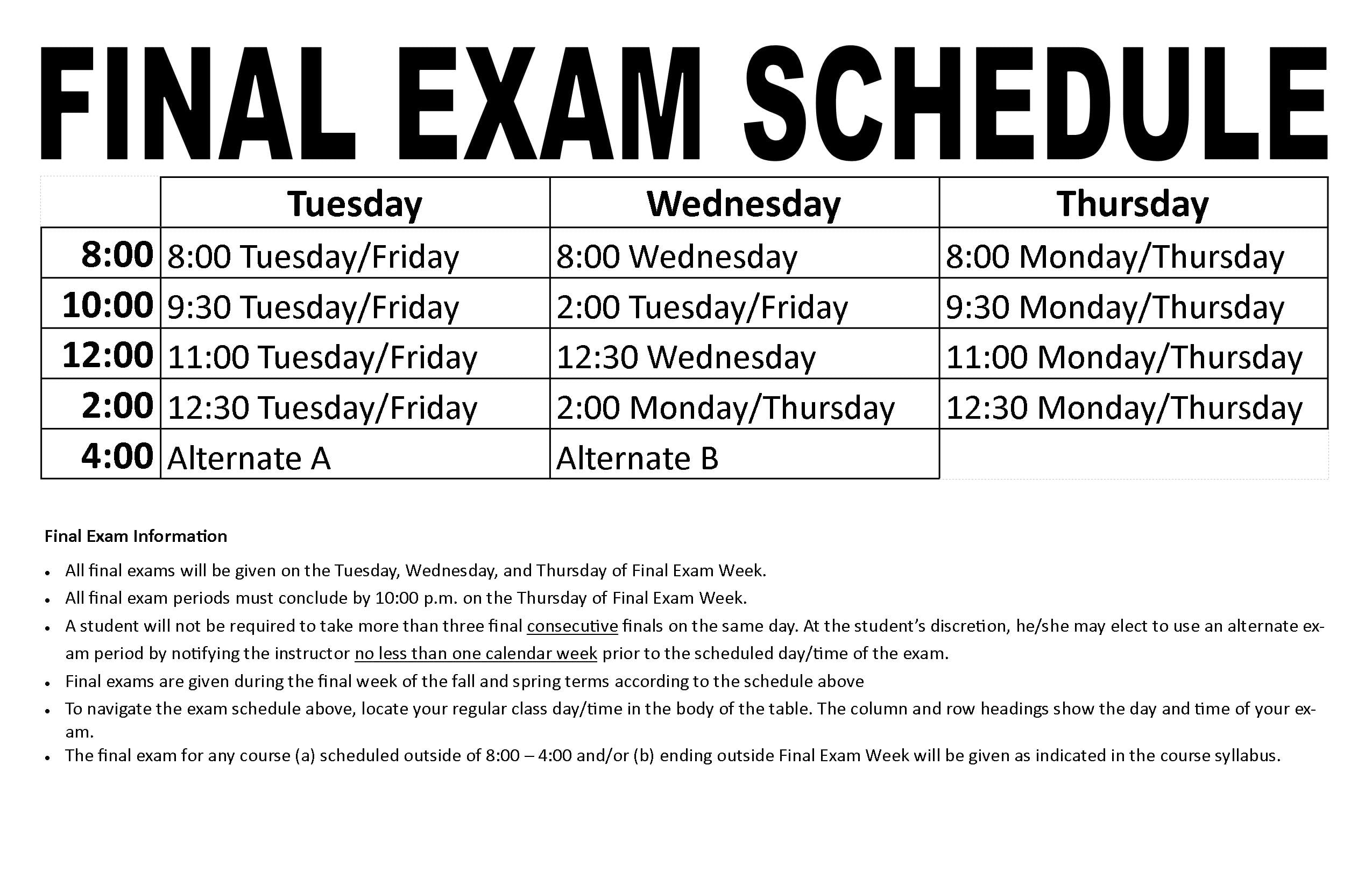 Final Exam Schedule