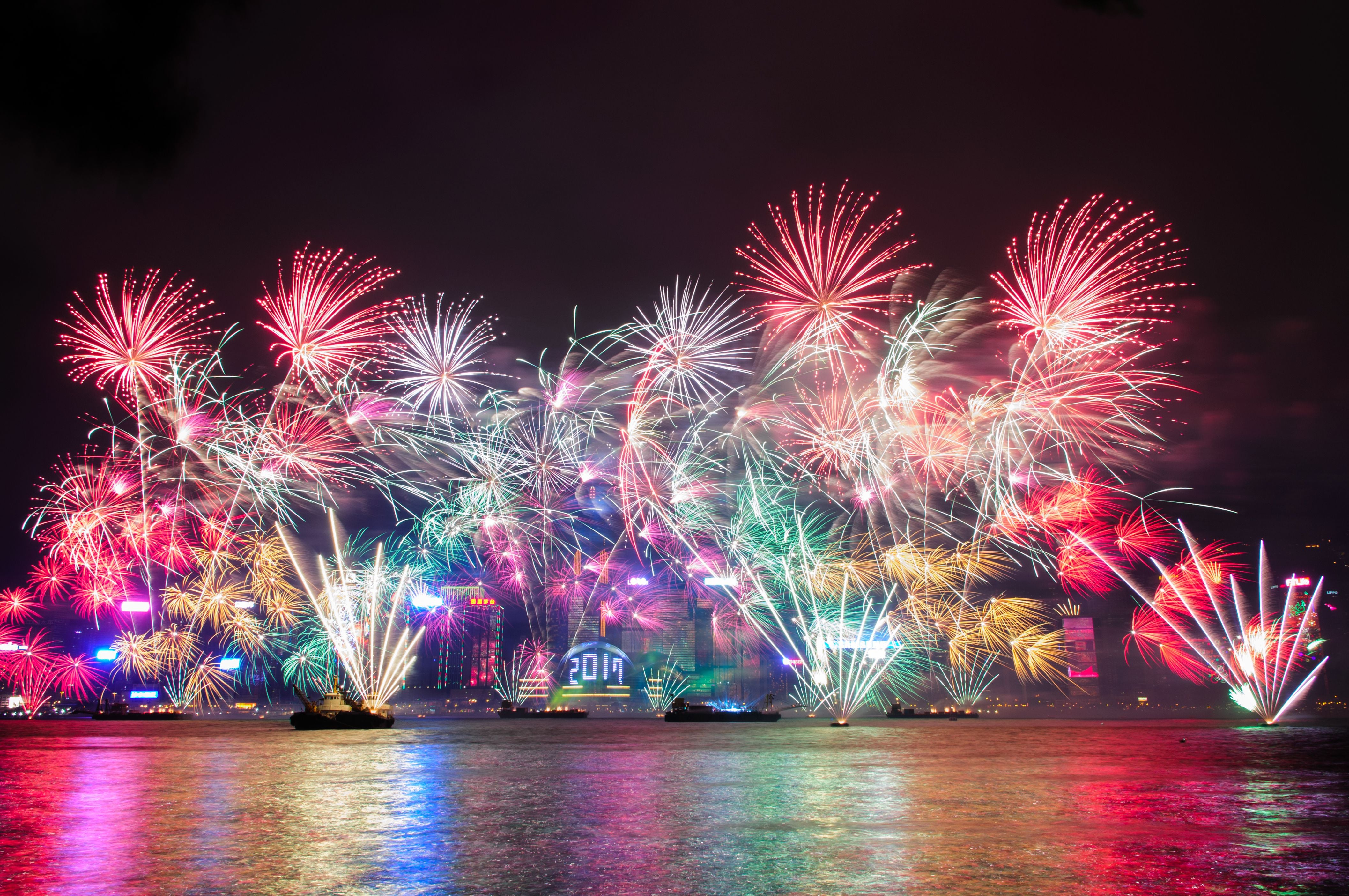 Fireworks and light displays during Lunar New Year