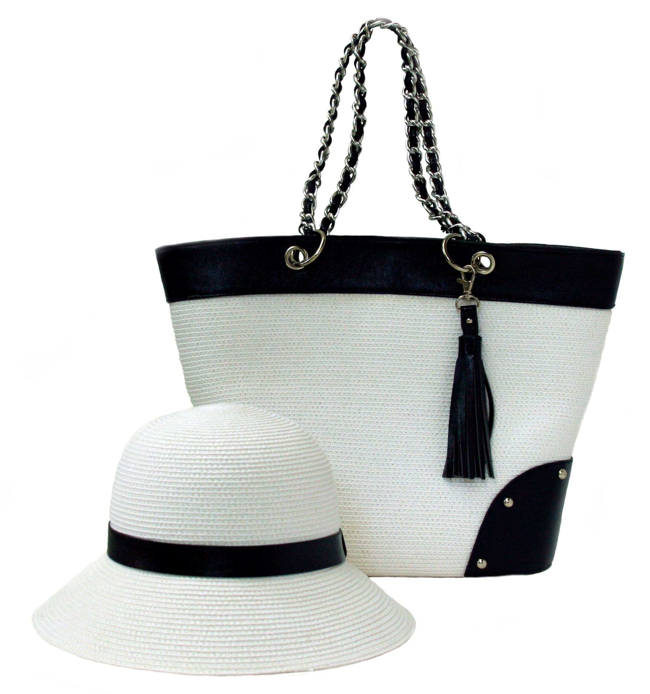 Flashy hats and bags add a touch of glamour to your outfit