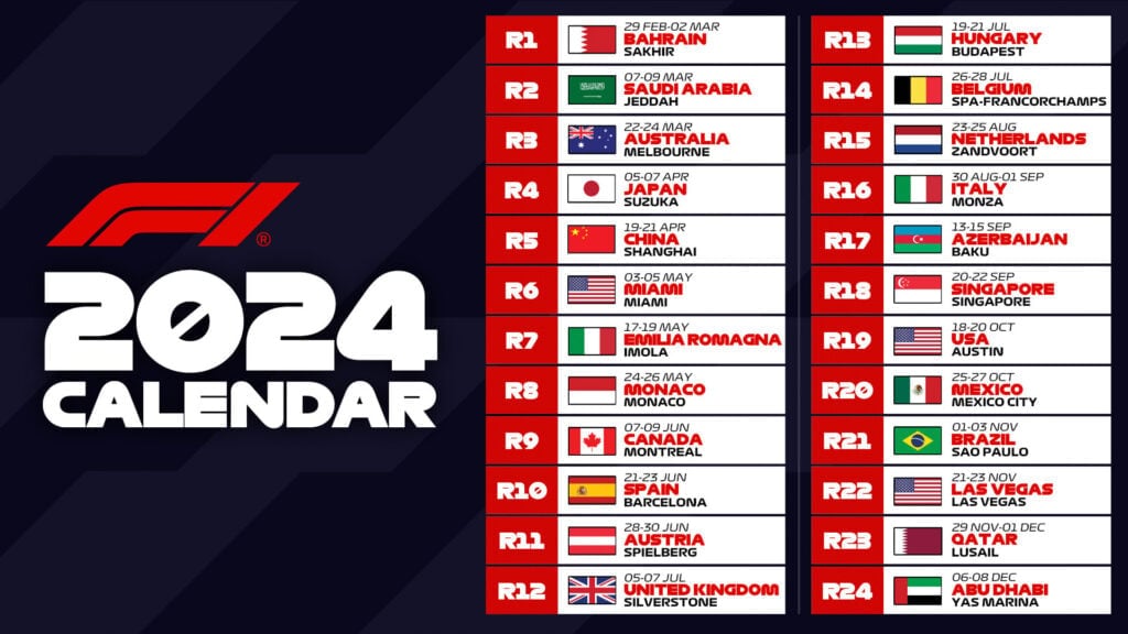 2025 F1 GP Calendar Released: Dates And Circuits