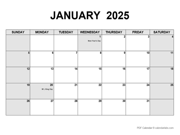 Free 2025 Calendar Pdf Download