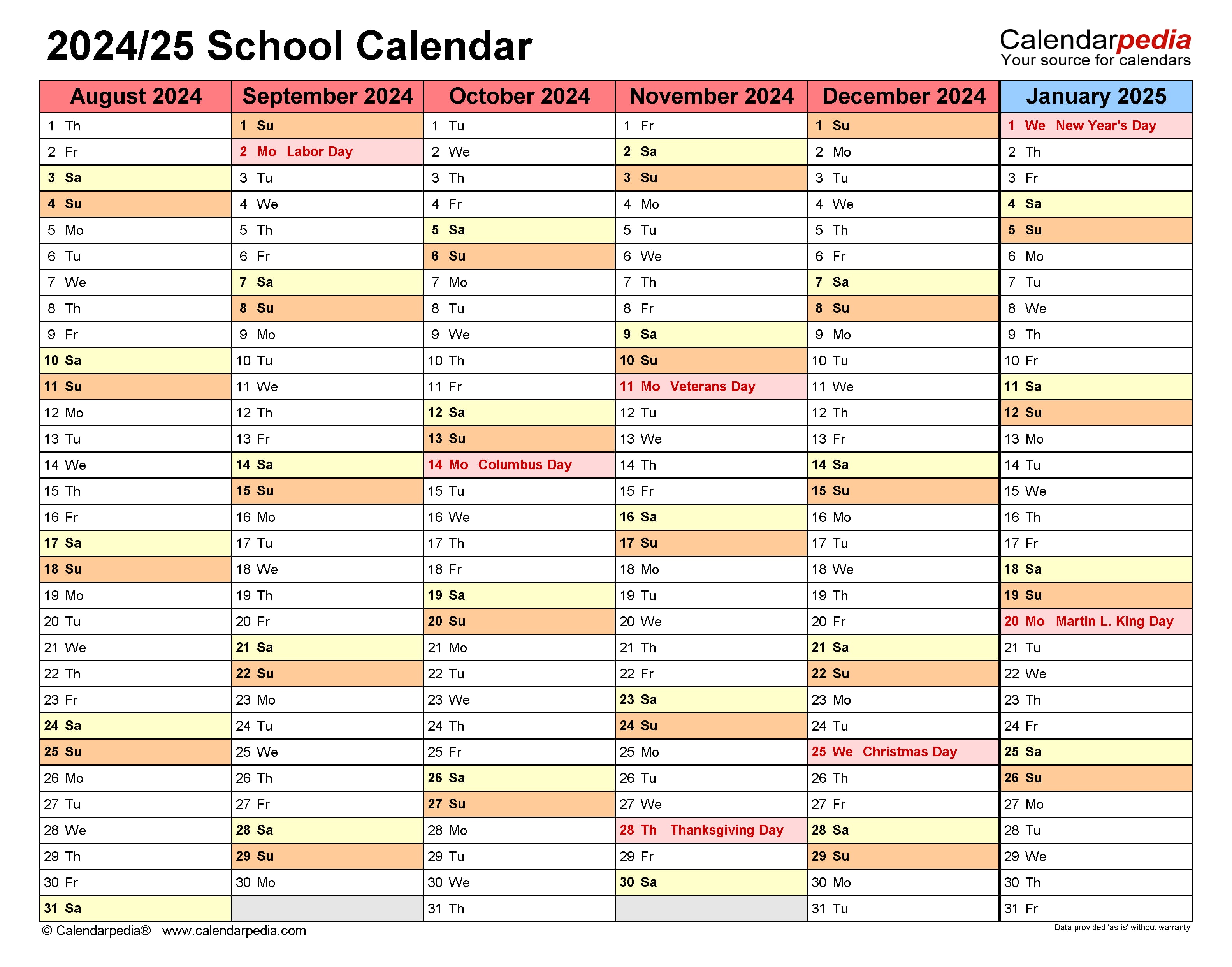 Free Olph School Calendar 2024-2025 Printable Templates