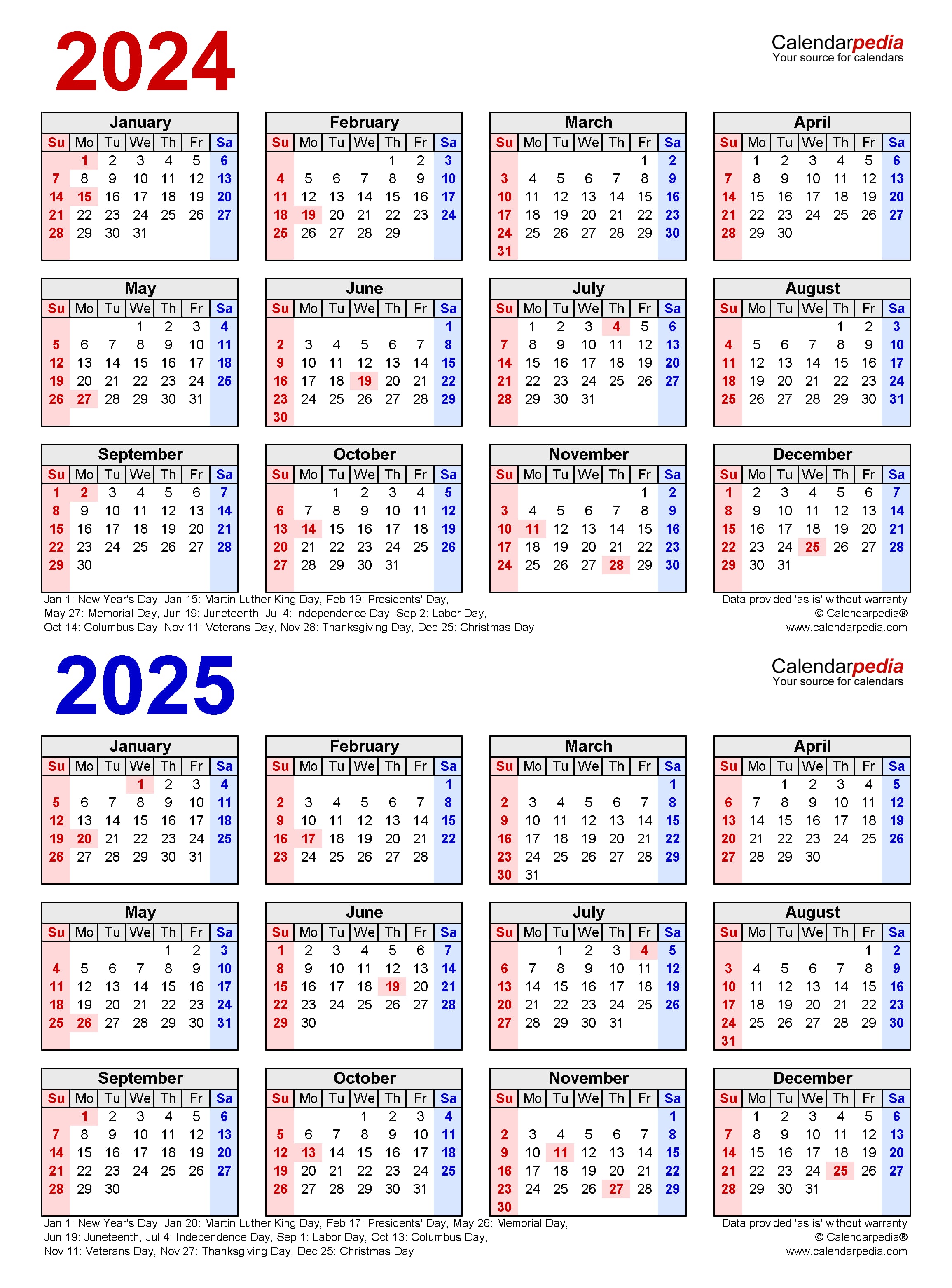 Free Printable Calendars 2024 And 2025 Templates