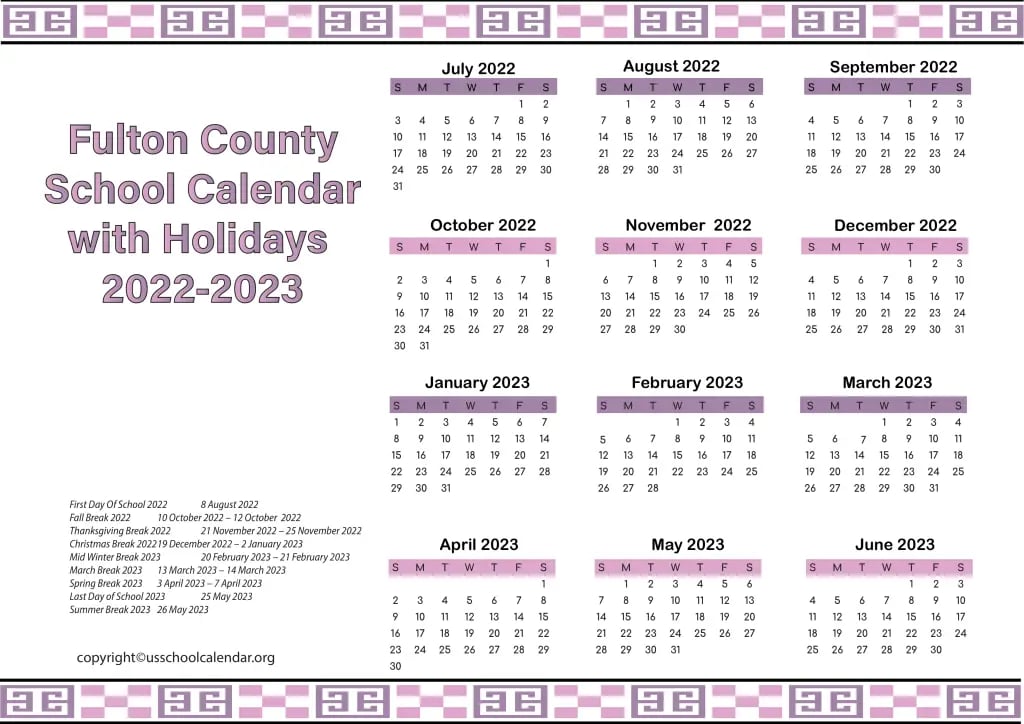 Fulton County School Calendar 2024-2025 For Teachers