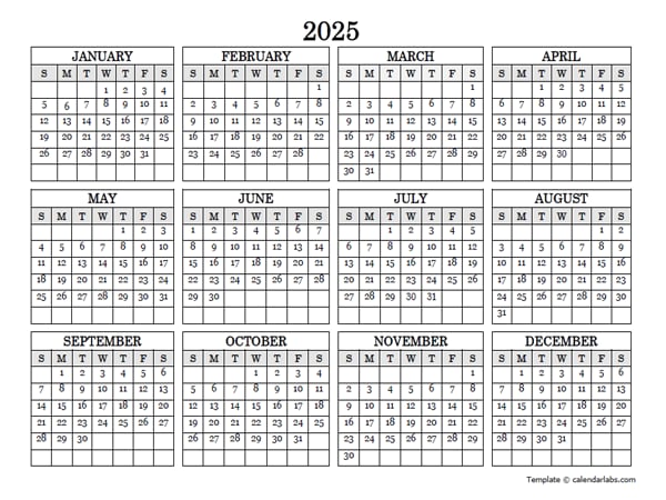 Get Your Free 2025 Yearly Calendar Printable