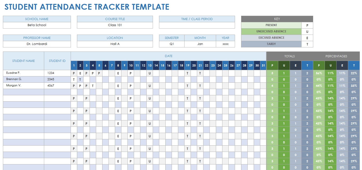 Google Sheets Employee Attendance Calendar