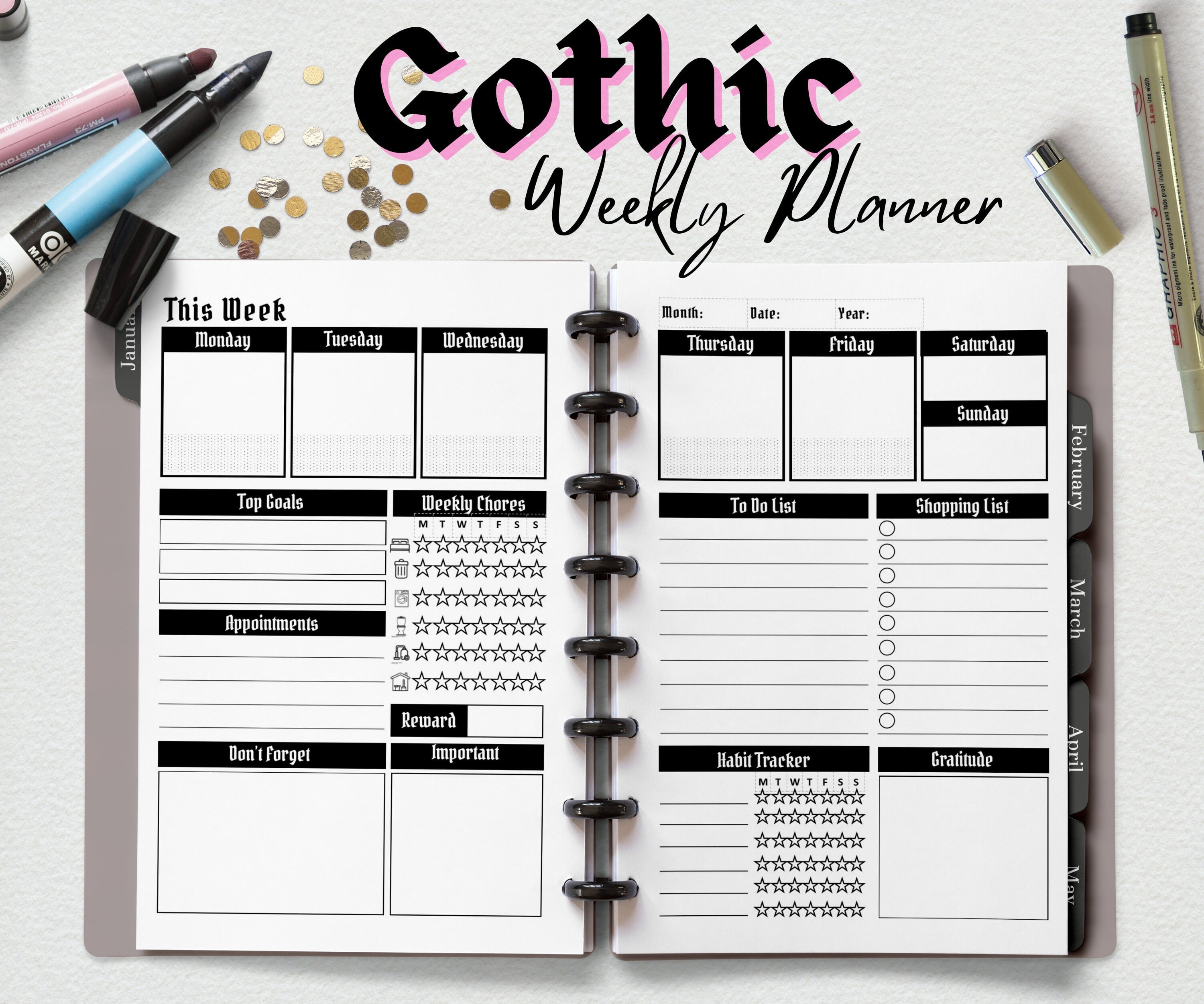 Create a Gothic-Themed Planner Spread