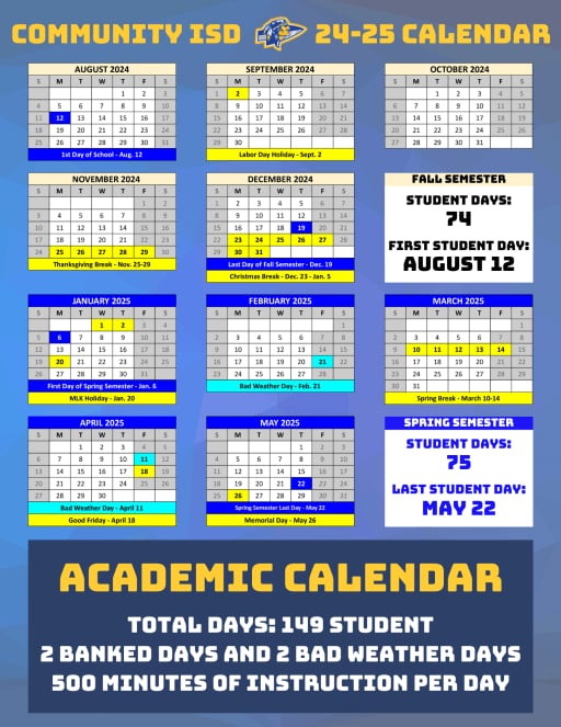 HCISD Calendar 2024-2025